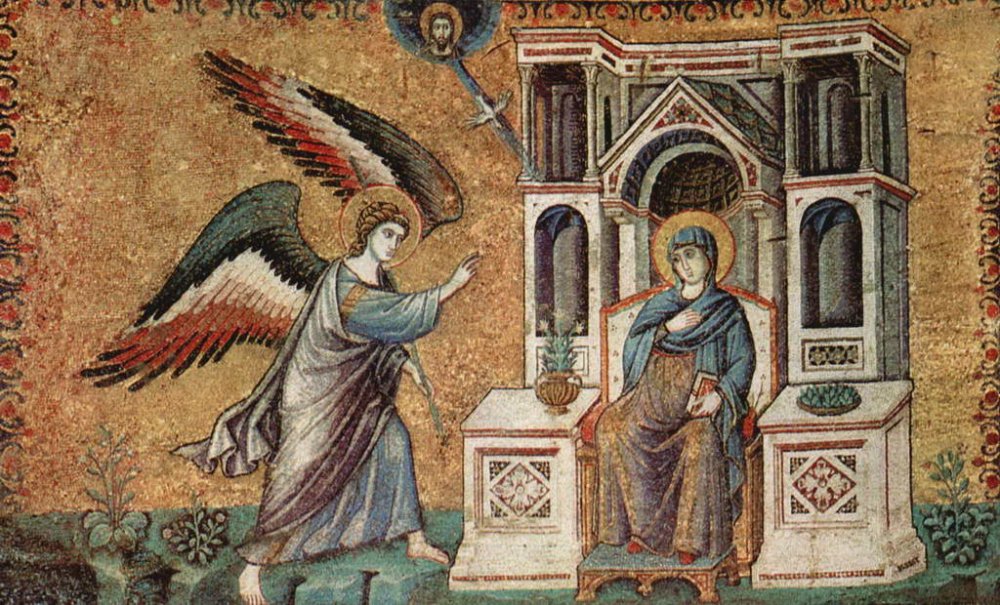 Благовещение. Пьетро Каваллини, базилика Санта-Мария-ин-Трастевере, 1291 год
